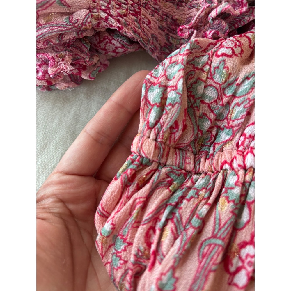Marea by Liz Joy Cala Rosado Pink Floral Ruffle Mini Dress - Size M - Picture 10 of 14
